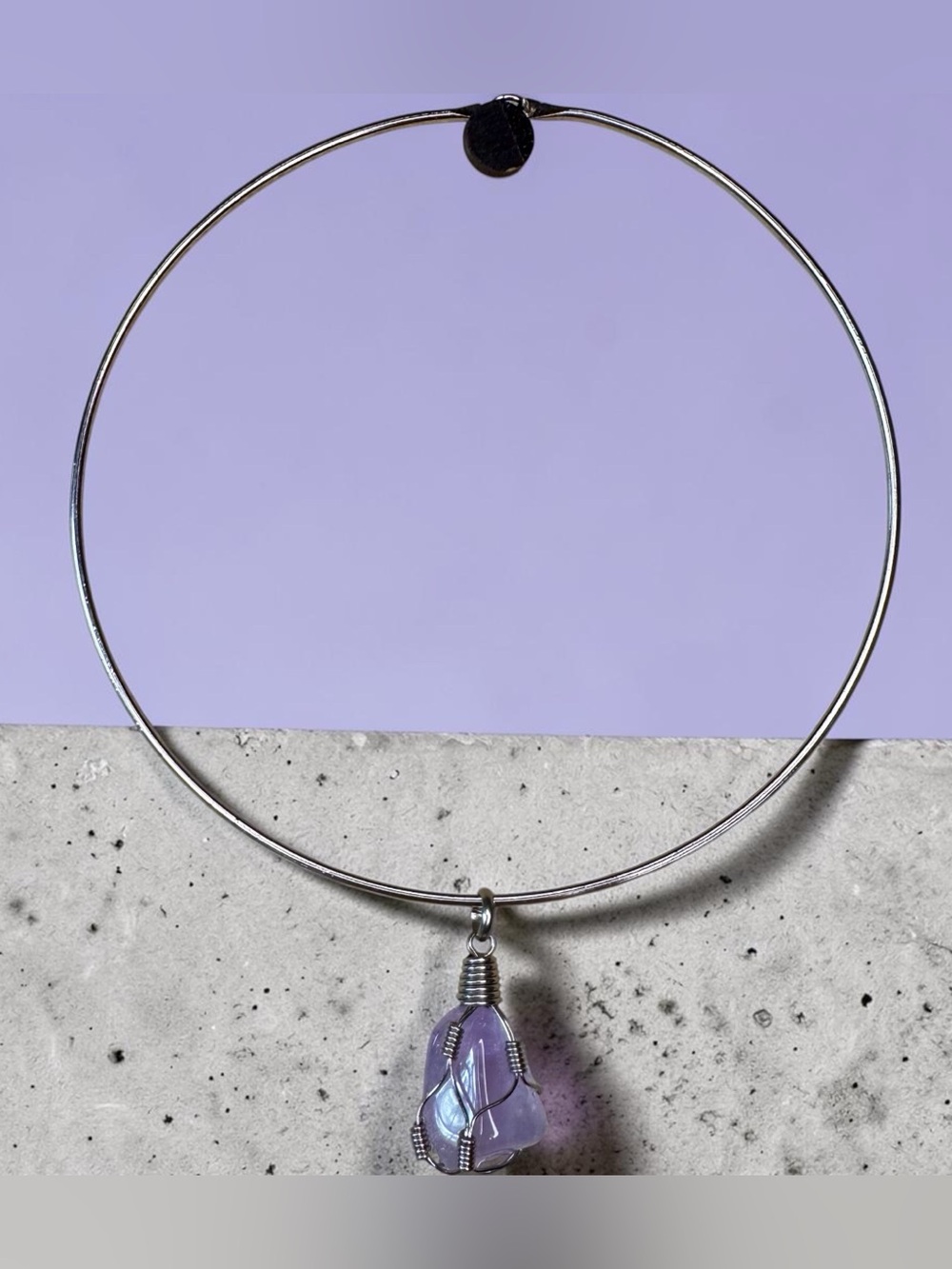 Genuine Amethyst and Silver Pendant Necklace